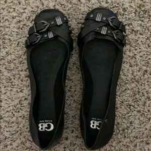 Black Flats with belt detailing